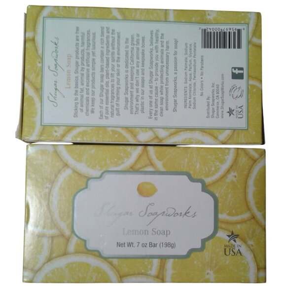 Shugar Soapworks Lemon Soap 2 bars Vegan NIP NEW - Picture 2 of 4